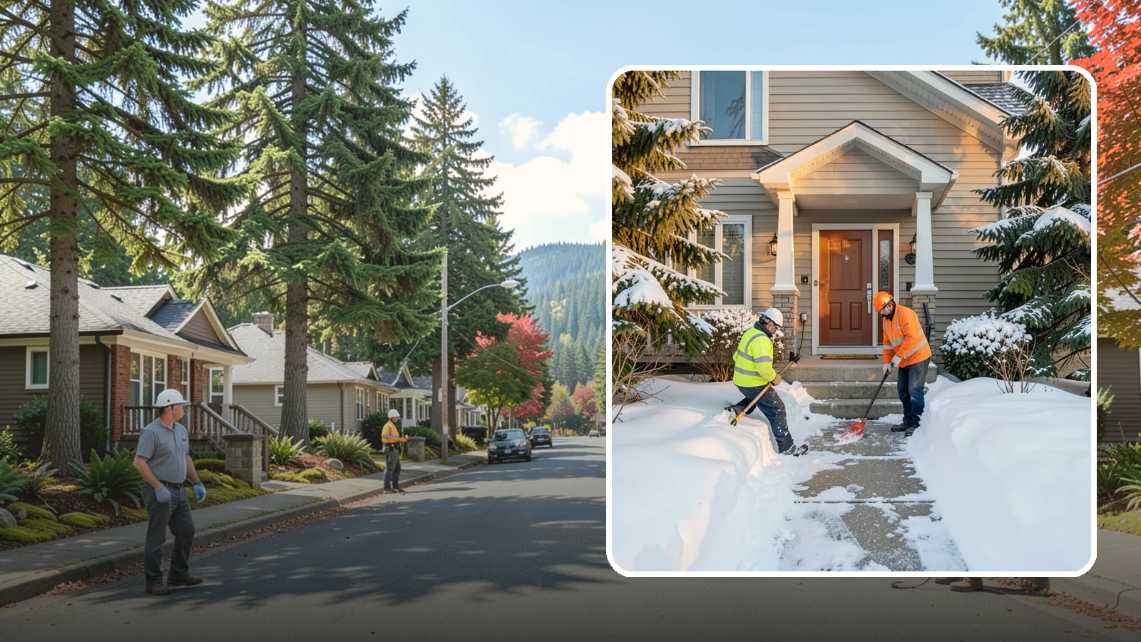 Front Entrance Snow Removal in Hunts Point, King County, WA - We clear the approach to your front door so guests, deliveries, and family arrive without slipping on iced concrete.