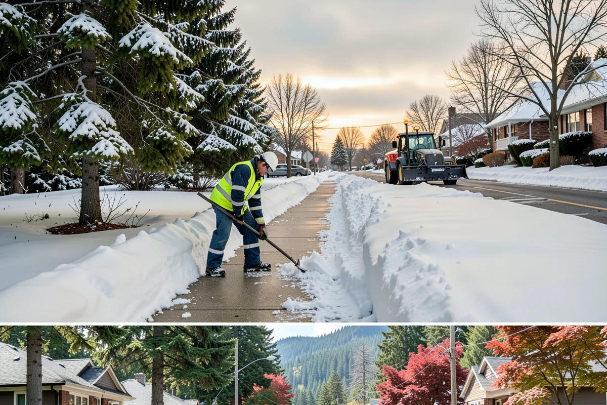Front Entrance Snow Removal in Hunts Point, King County, WA - Get on our route by late November so your entrance is protected before the season's first hard frost.