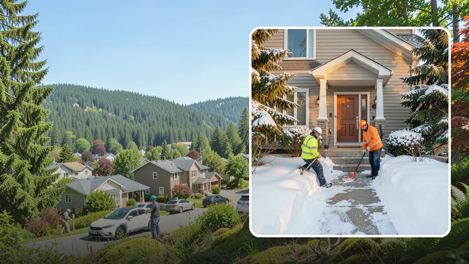 Front Entrance Snow Removal in Index, Snohomish County, WA - We clear the approach to your front door so guests, deliveries, and family arrive without slipping on iced concrete.