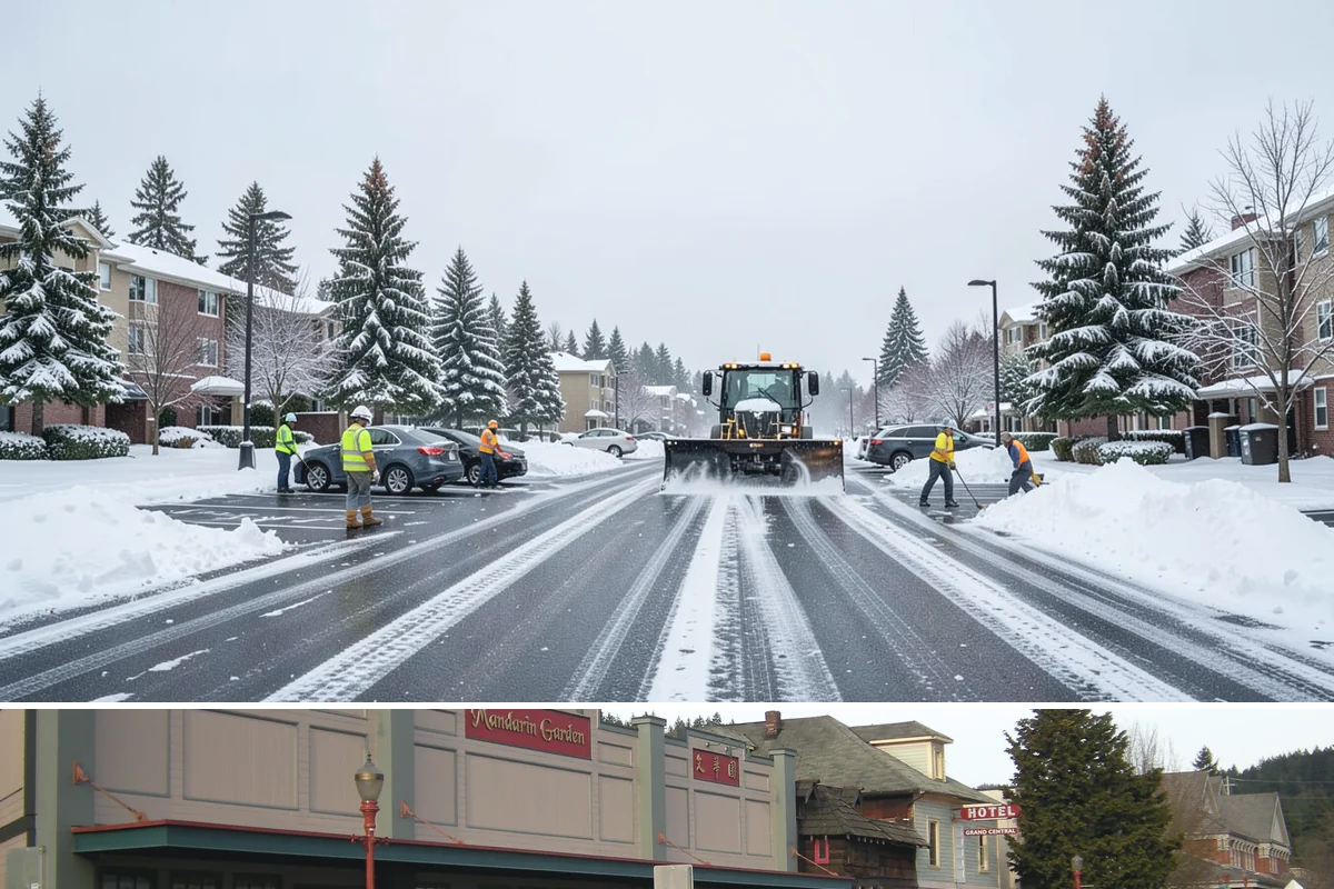Front Entrance Snow Removal in Issaquah, King County, WA - Get on our route by late November so your entrance is protected before the season's first hard frost.