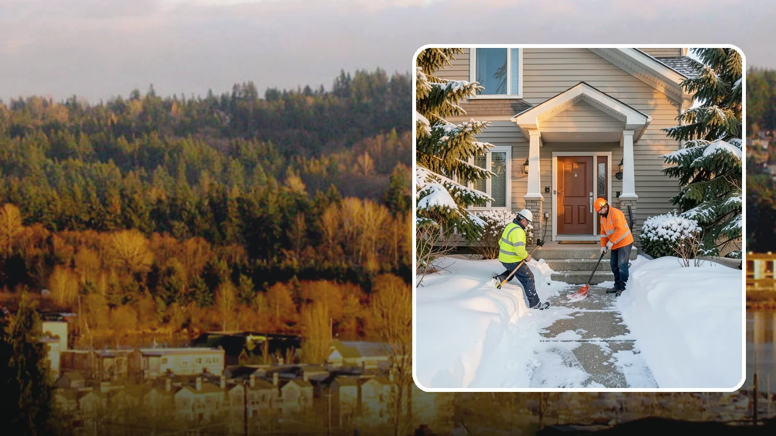Front Entrance Snow Removal in Kenmore, King County, WA - We clear the approach to your front door so guests, deliveries, and family arrive without slipping on iced concrete.