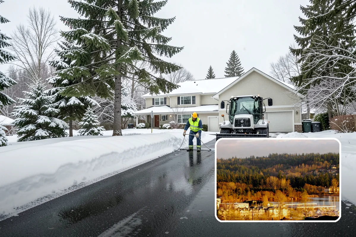 Front Entrance Snow Removal in Kenmore, King County, WA - Removes the ice glaze that forms on shaded thresholds