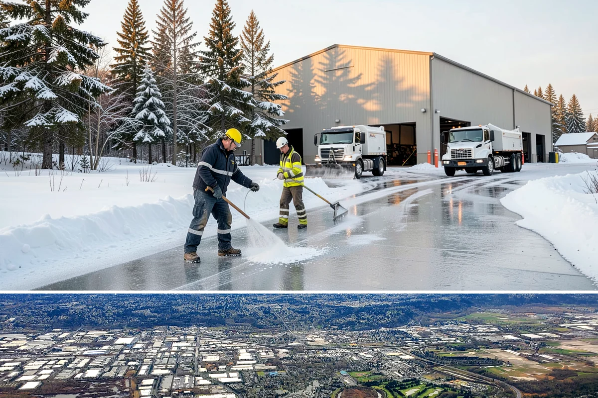 Front Entrance Snow Removal in Kent, King County, WA - Get on our route by late November so your entrance is protected before the season's first hard frost.