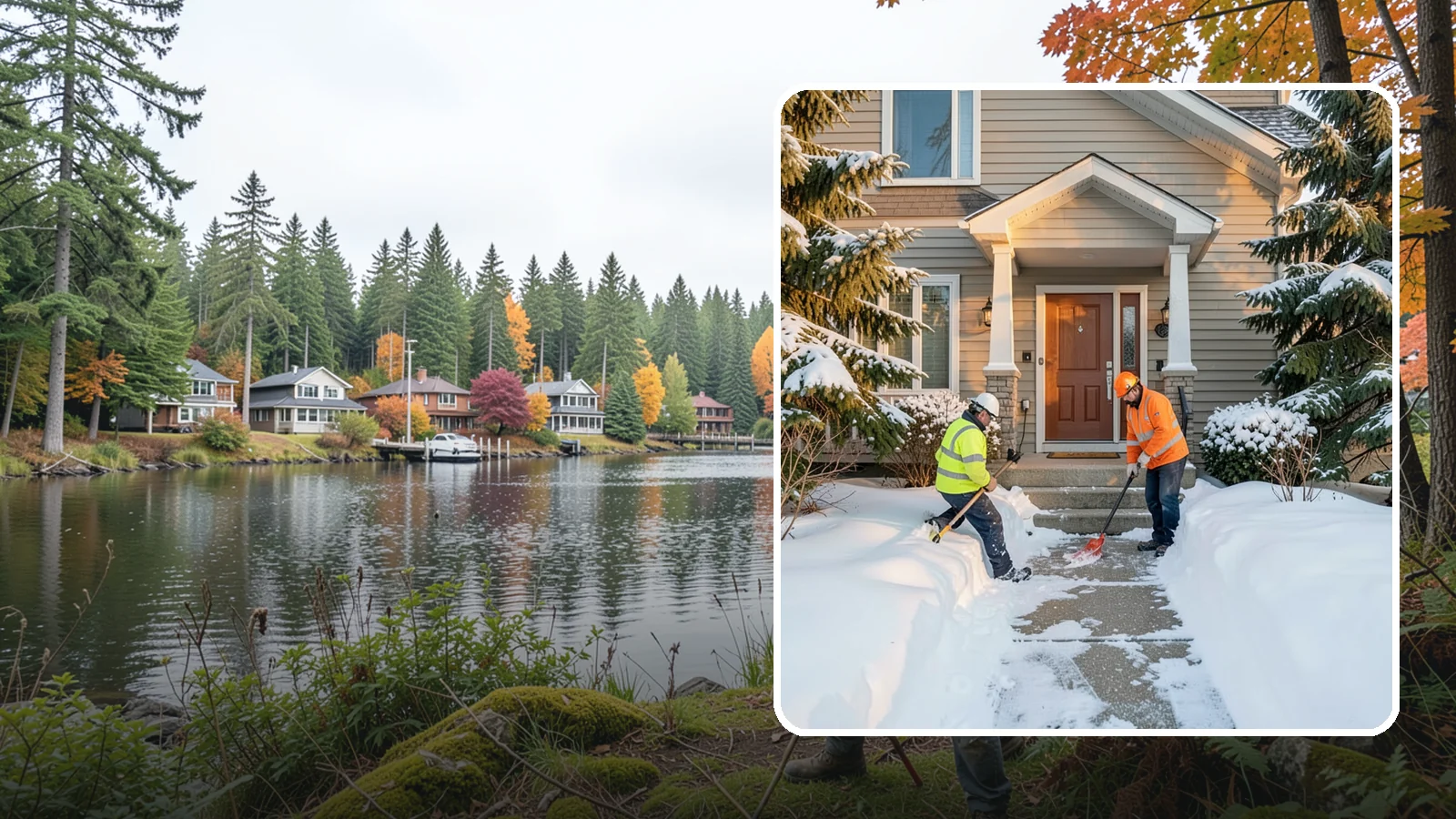 Front Entrance Snow Removal in La Conner, Skagit County, WA - We clear the approach to your front door so guests, deliveries, and family arrive without slipping on iced concrete.