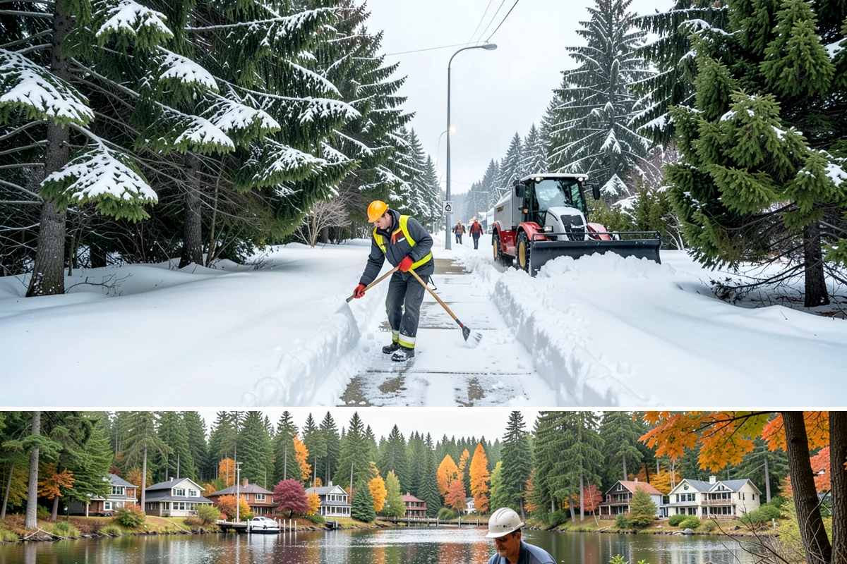 Front Entrance Snow Removal in La Conner, Skagit County, WA - Get on our route by late November so your entrance is protected before the season's first hard frost.