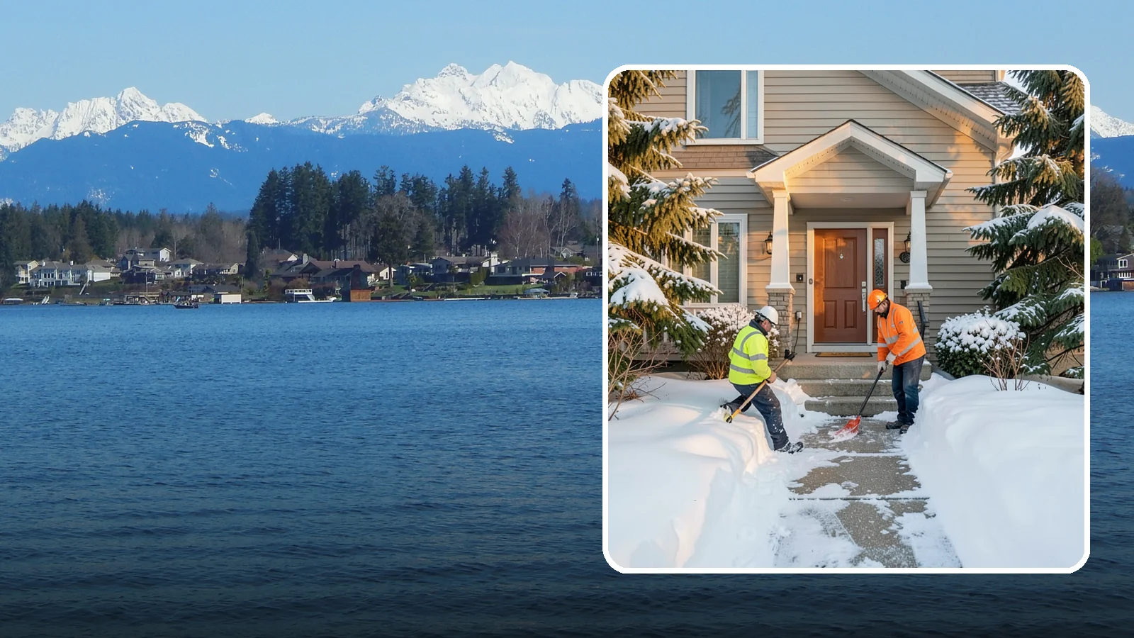 Front Entrance Snow Removal in Lake Stevens, Snohomish County, WA - We clear the approach to your front door so guests, deliveries, and family arrive without slipping on iced concrete.
