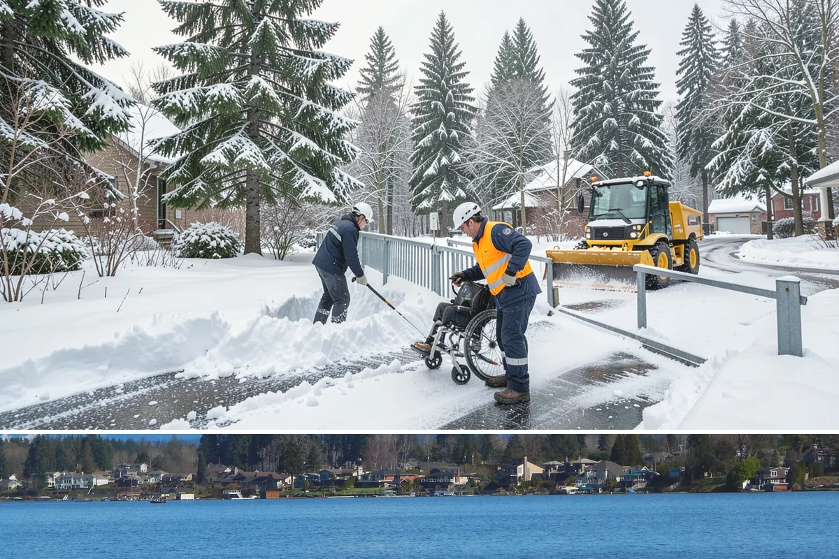 Front Entrance Snow Removal in Lake Stevens, Snohomish County, WA - Get on our route by late November so your entrance is protected before the season's first hard frost.