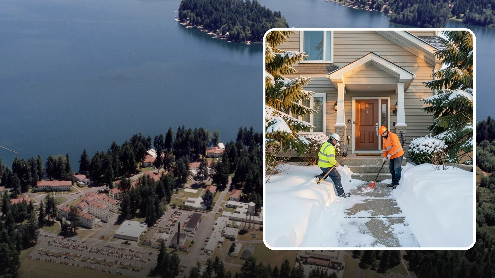 Front Entrance Snow Removal in Lakewood, Pierce County, WA - We clear the approach to your front door so guests, deliveries, and family arrive without slipping on iced concrete.