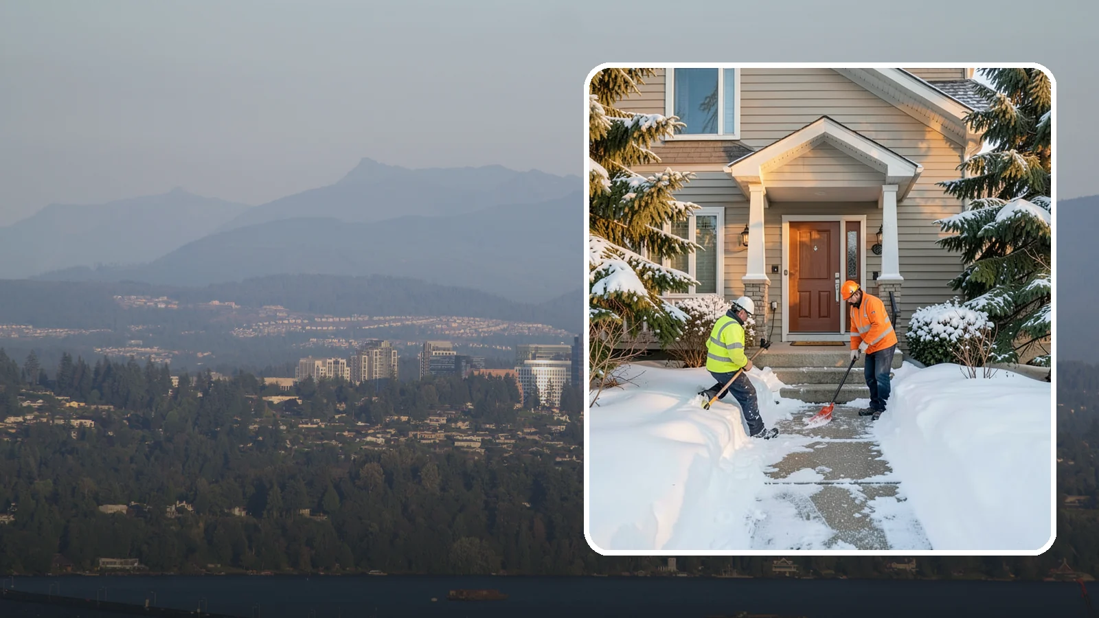 Front Entrance Snow Removal in Medina, King County, WA - We clear the approach to your front door so guests, deliveries, and family arrive without slipping on iced concrete.