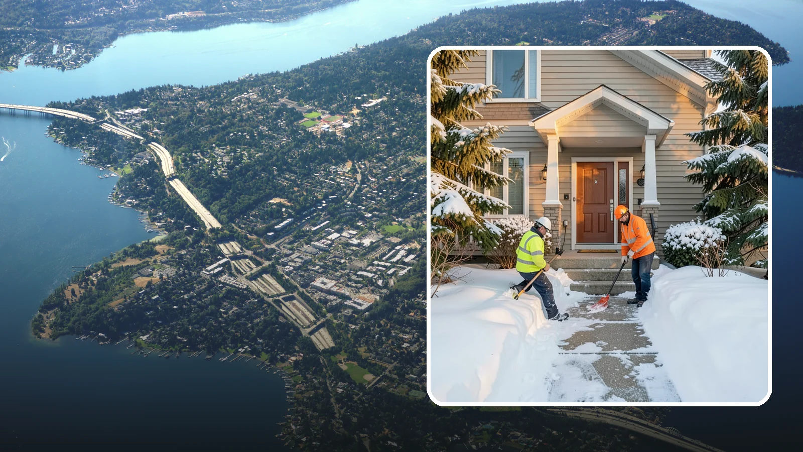 Front Entrance Snow Removal in Mercer Island, King County, WA - We clear the approach to your front door so guests, deliveries, and family arrive without slipping on iced concrete.