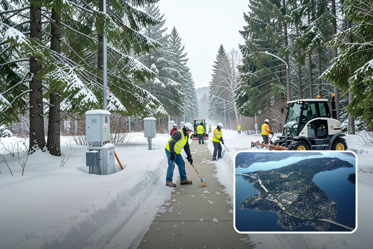 Front Entrance Snow Removal in Mercer Island, King County, WA - Removes the ice glaze that forms on shaded thresholds