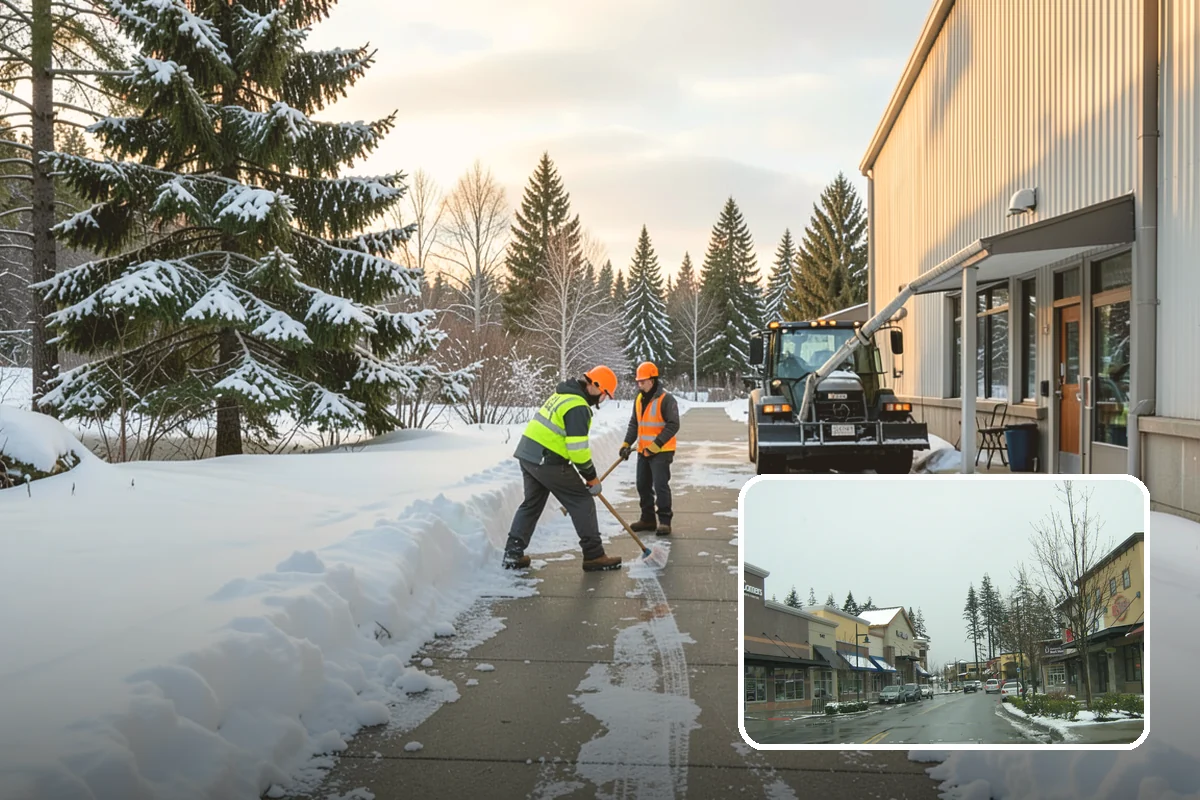 Front Entrance Snow Removal in Mill Creek, Snohomish County, WA - Removes the ice glaze that forms on shaded thresholds