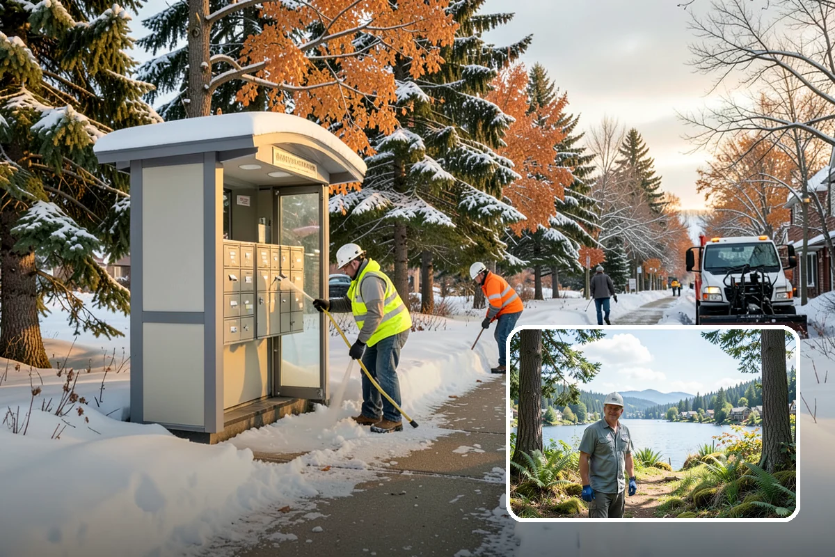 Front Entrance Snow Removal in Milton, King County, WA - Removes the ice glaze that forms on shaded thresholds