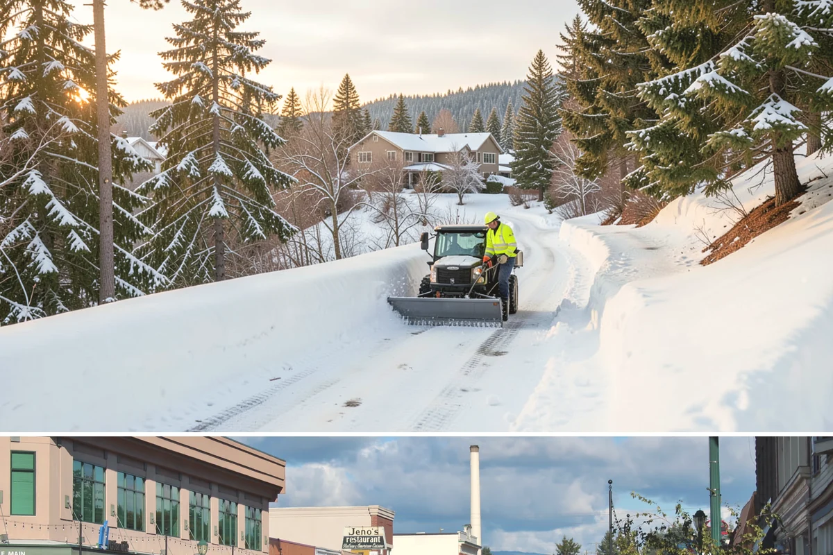 Front Entrance Snow Removal in Monroe, Snohomish County, WA - Get on our route by late November so your entrance is protected before the season's first hard frost.