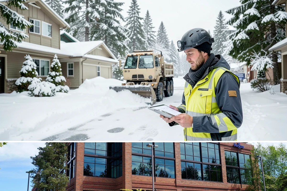 Front Entrance Snow Removal in Mountlake Terrace, Snohomish County, WA - Get on our route by late November so your entrance is protected before the season's first hard frost.