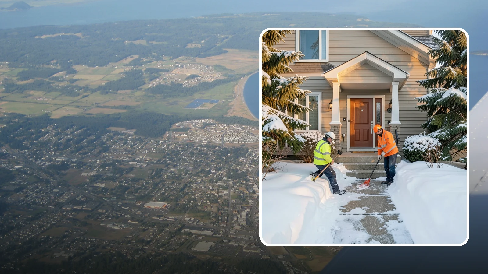 Front Entrance Snow Removal in Oak Harbor, Island County, WA - We clear the approach to your front door so guests, deliveries, and family arrive without slipping on iced concrete.