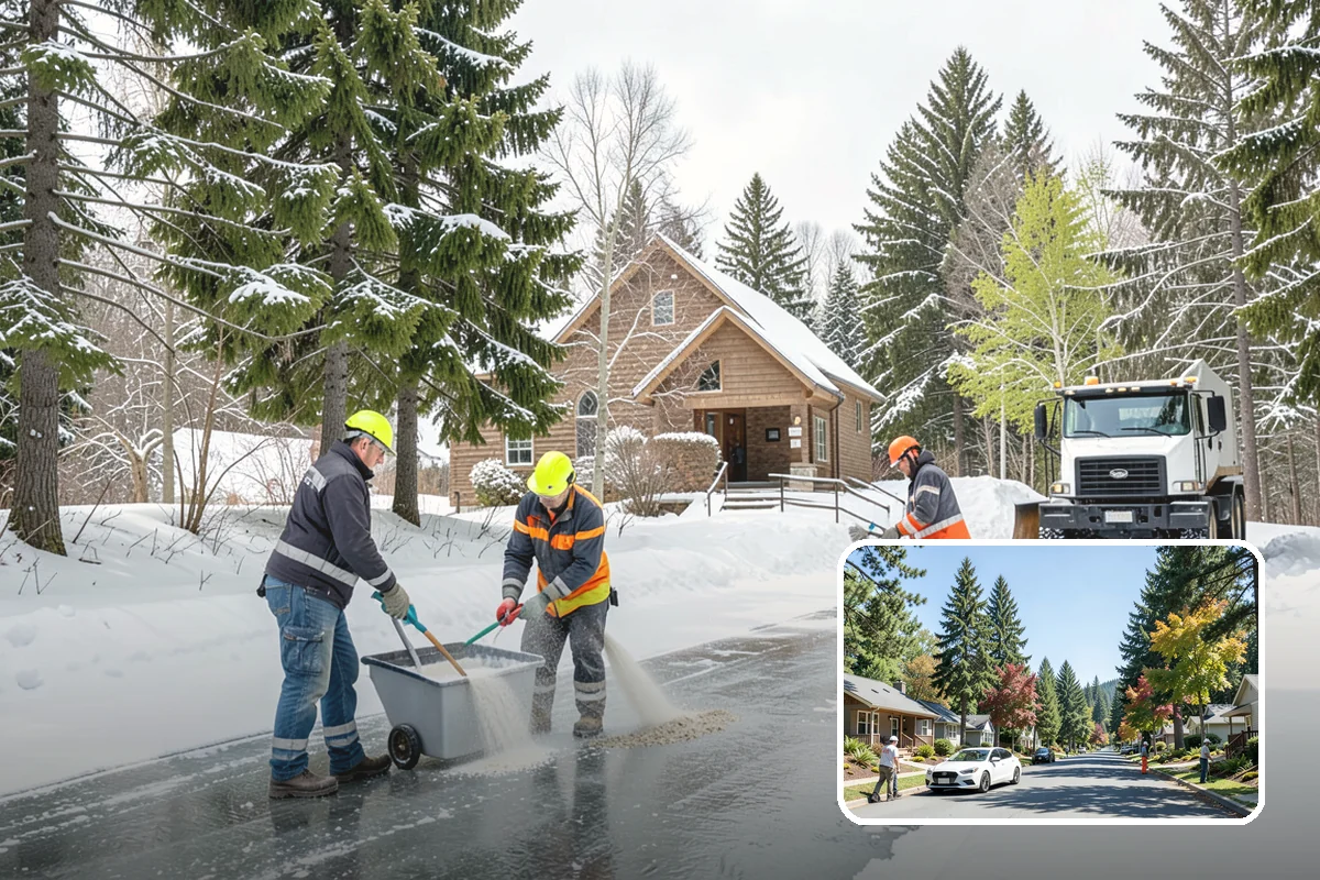 Front Entrance Snow Removal in Orting, Pierce County, WA - Removes the ice glaze that forms on shaded thresholds
