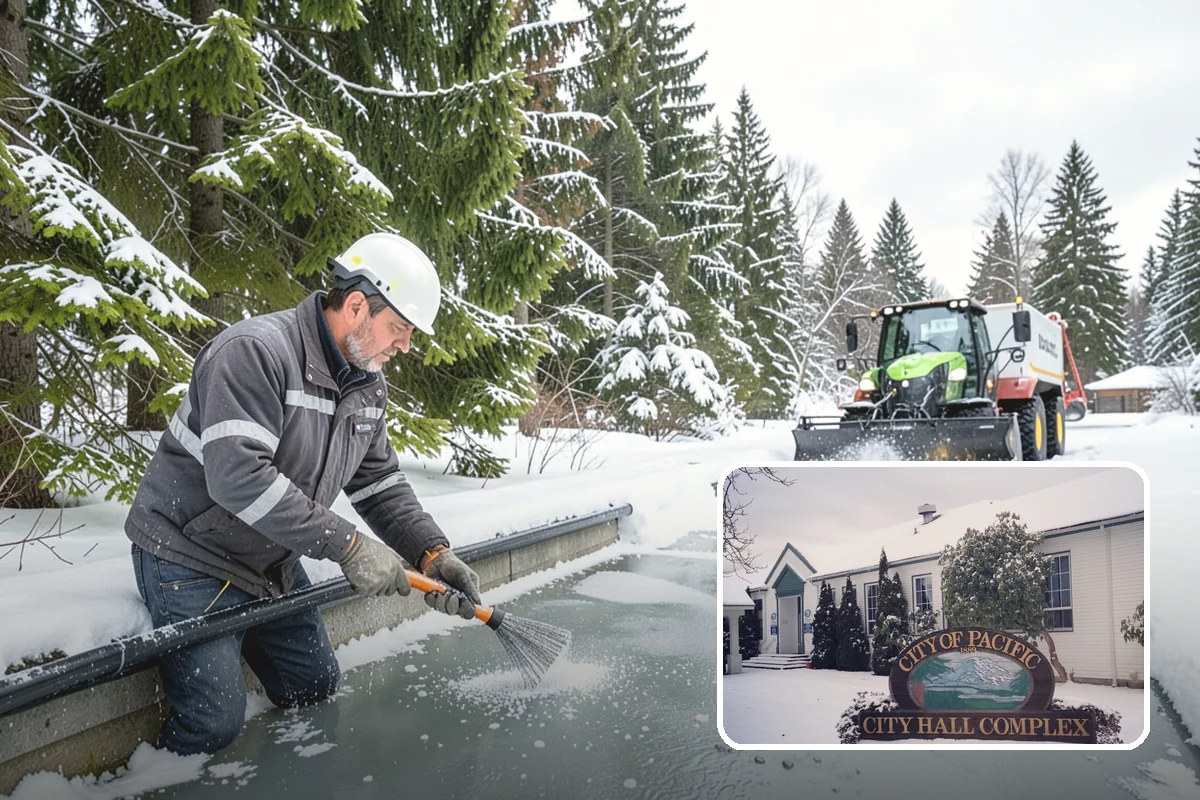 Front Entrance Snow Removal in Pacific, King County, WA - Removes the ice glaze that forms on shaded thresholds