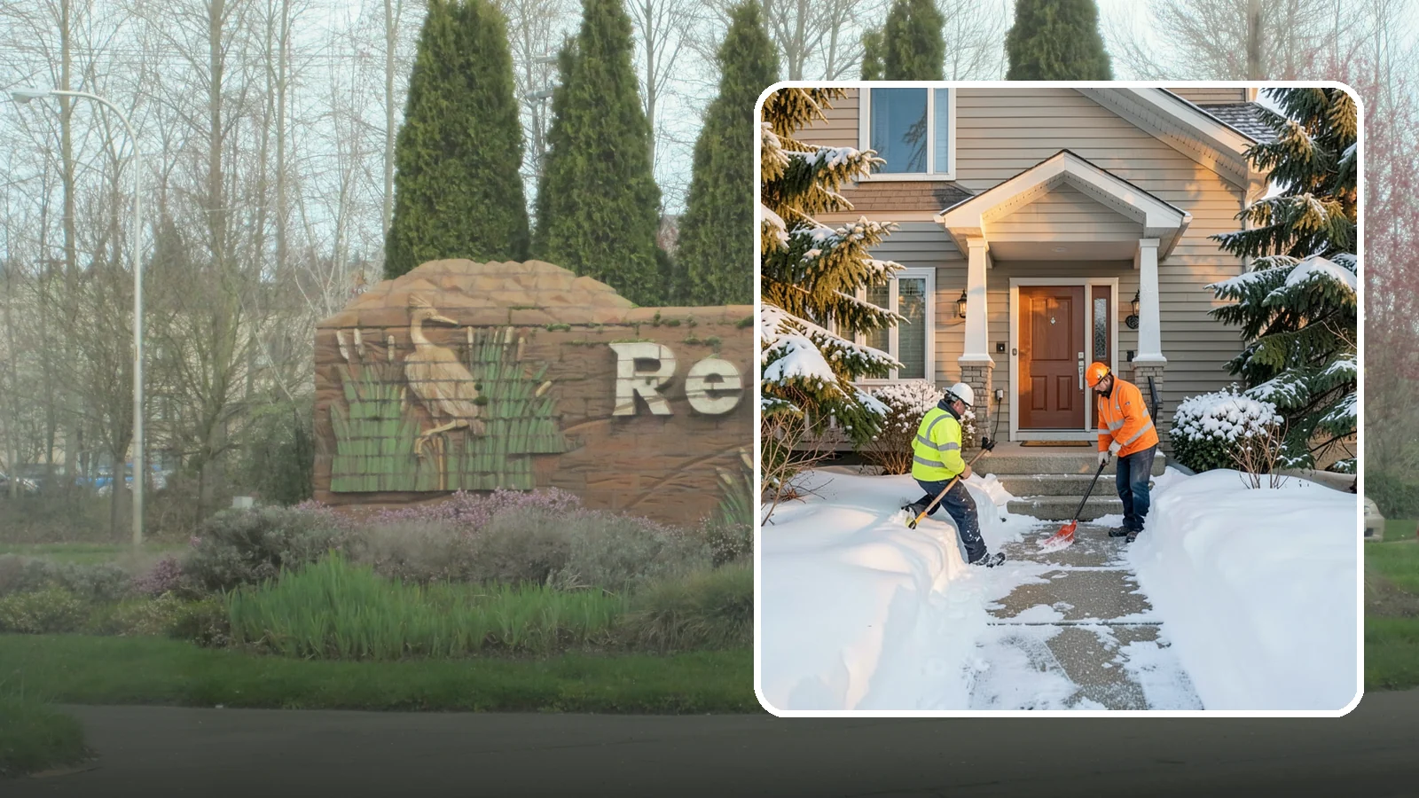 Front Entrance Snow Removal in Renton, King County, WA - We clear the approach to your front door so guests, deliveries, and family arrive without slipping on iced concrete.
