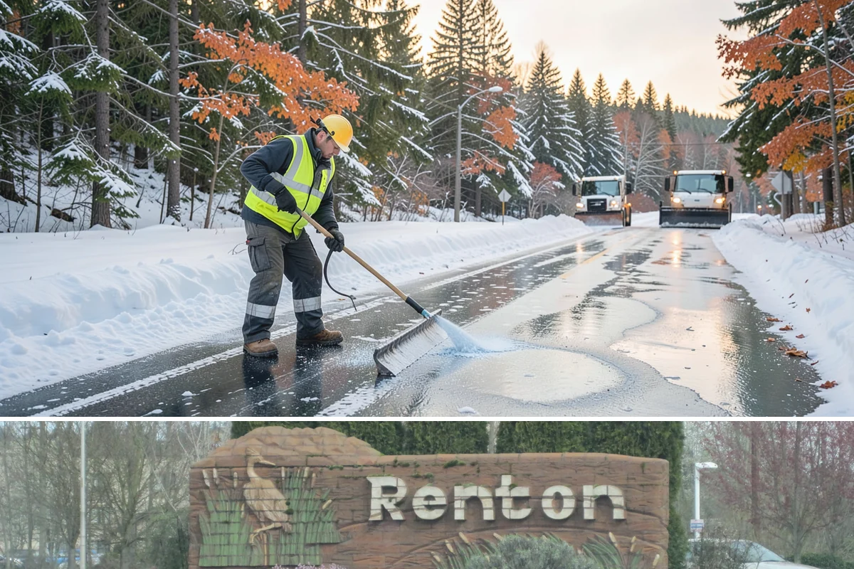 Front Entrance Snow Removal in Renton, King County, WA - Get on our route by late November so your entrance is protected before the season's first hard frost.