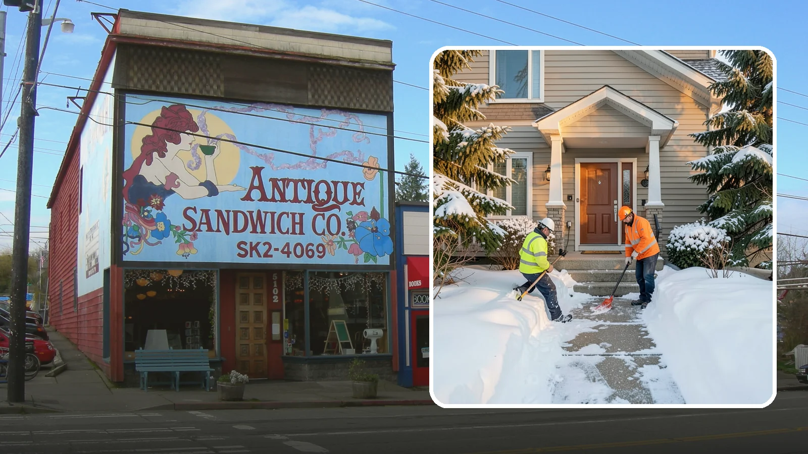 Front Entrance Snow Removal in Ruston, Pierce County, WA - We clear the approach to your front door so guests, deliveries, and family arrive without slipping on iced concrete.