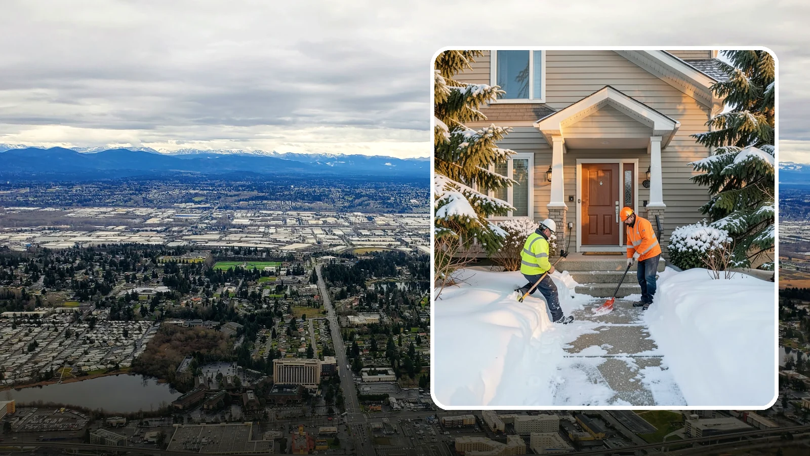 Front Entrance Snow Removal in SeaTac, King County, WA - We clear the approach to your front door so guests, deliveries, and family arrive without slipping on iced concrete.