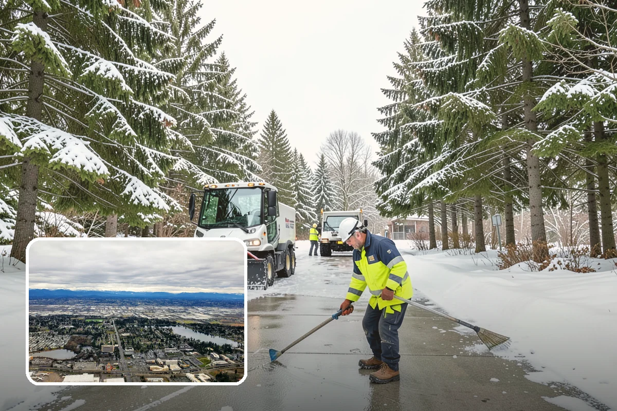 Front Entrance Snow Removal in SeaTac, King County, WA - Removes the ice glaze that forms on shaded thresholds