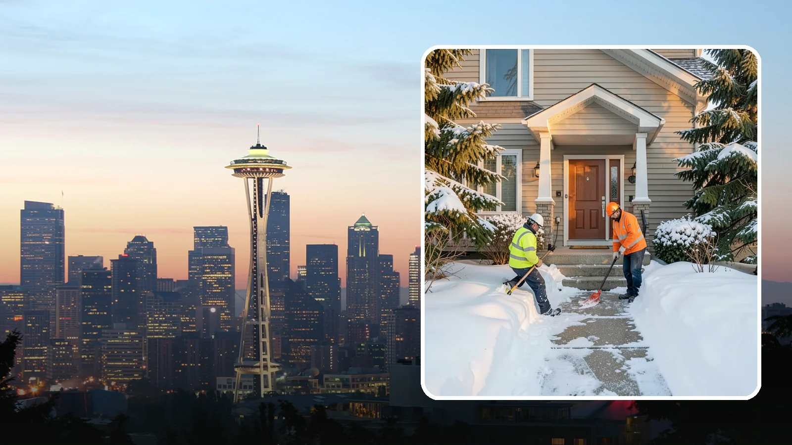 Front Entrance Snow Removal in Seattle, King County, WA - We clear the approach to your front door so guests, deliveries, and family arrive without slipping on iced concrete.