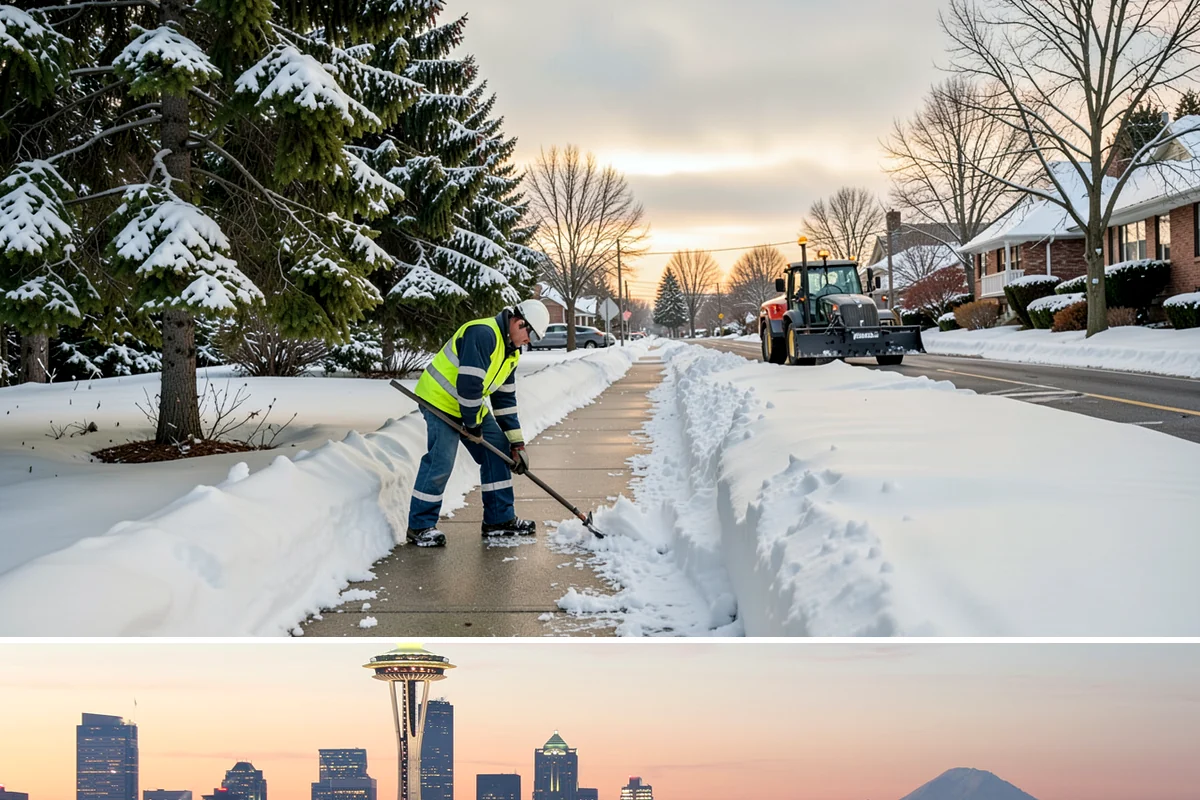 Front Entrance Snow Removal in Seattle, King County, WA - Get on our route by late November so your entrance is protected before the season's first hard frost.
