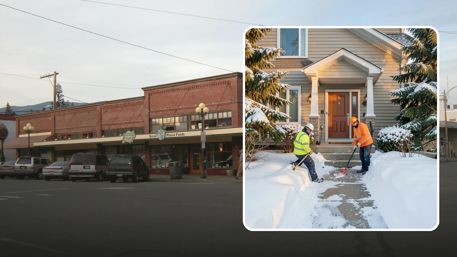 Front Entrance Snow Removal in Sedro-Woolley, Skagit County, WA - We clear the approach to your front door so guests, deliveries, and family arrive without slipping on iced concrete.