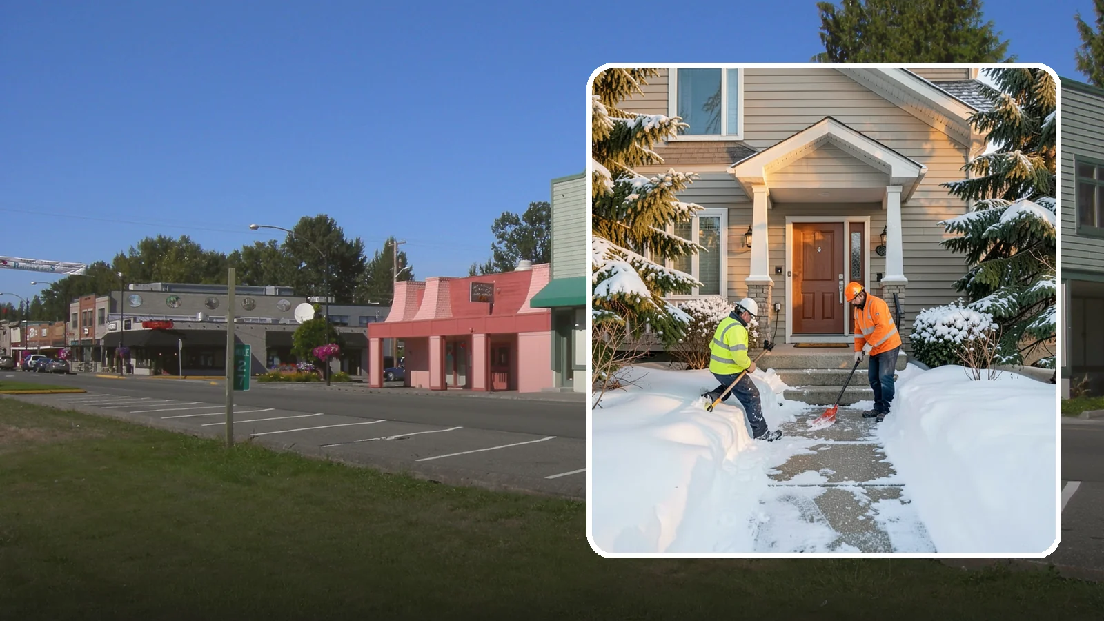 Front Entrance Snow Removal in Snoqualmie, King County, WA - We clear the approach to your front door so guests, deliveries, and family arrive without slipping on iced concrete.