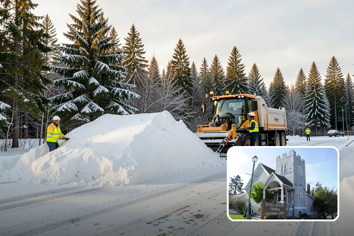 Front Entrance Snow Removal in Steilacoom, Pierce County, WA - Removes the ice glaze that forms on shaded thresholds