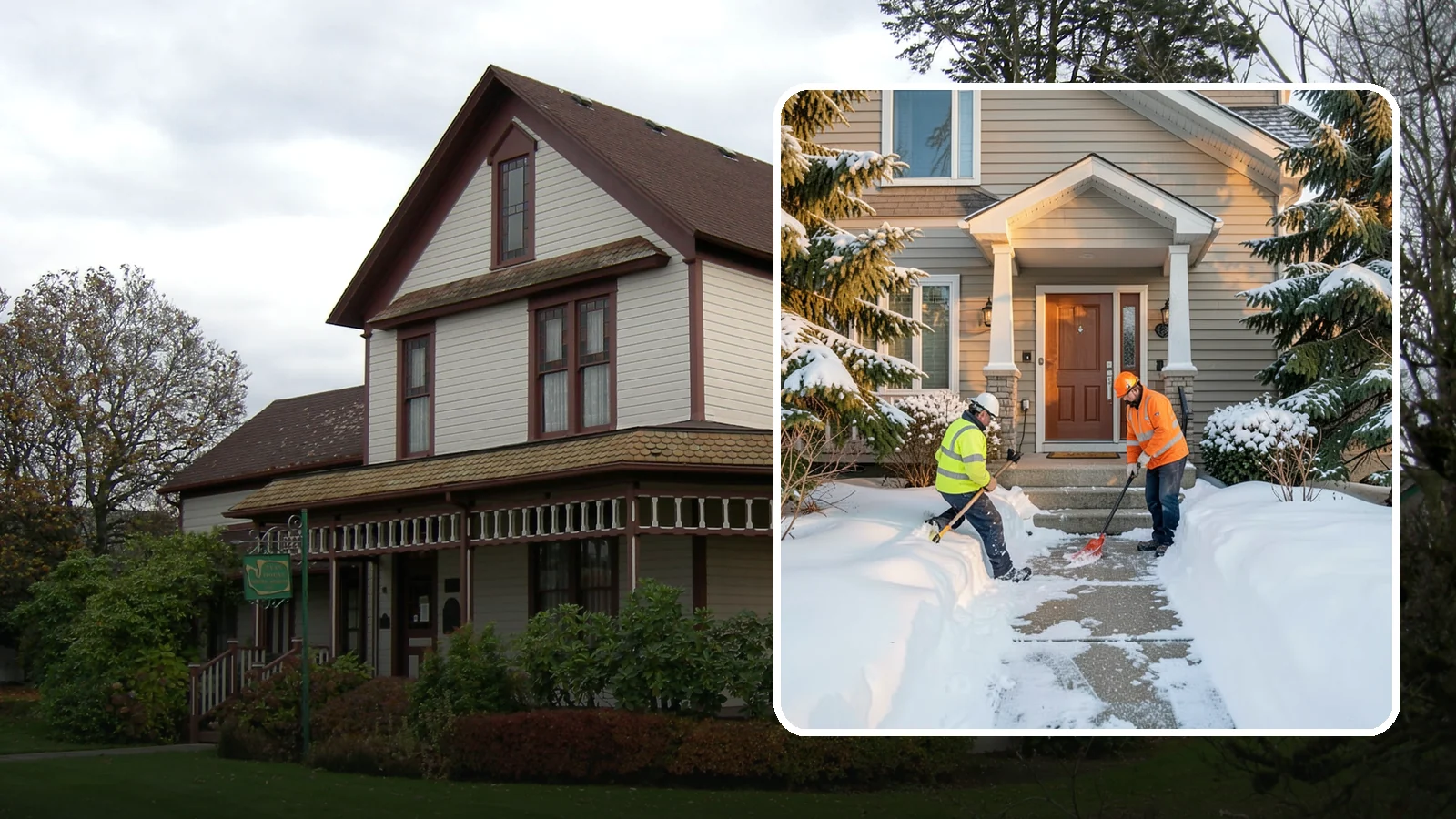 Front Entrance Snow Removal in Sumner, Pierce County, WA - We clear the approach to your front door so guests, deliveries, and family arrive without slipping on iced concrete.