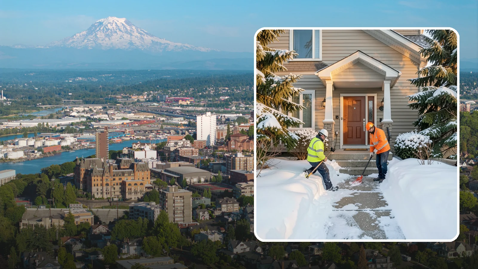 Front Entrance Snow Removal in Tacoma, Pierce County, WA - We clear the approach to your front door so guests, deliveries, and family arrive without slipping on iced concrete.