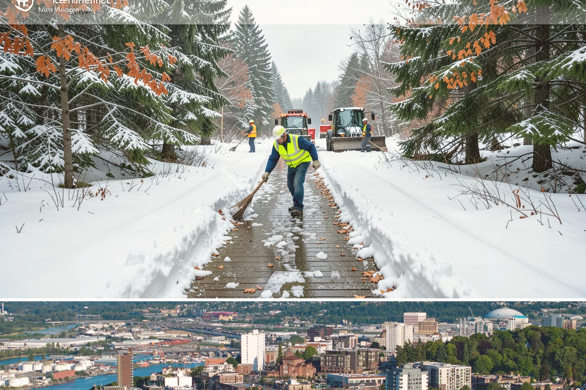 Front Entrance Snow Removal in Tacoma, Pierce County, WA - Get on our route by late November so your entrance is protected before the season's first hard frost.
