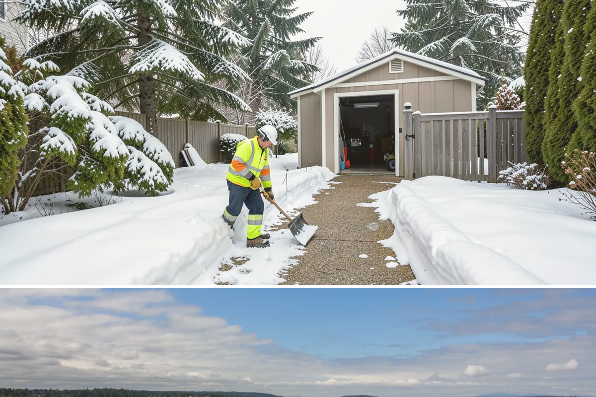 Front Entrance Snow Removal in University Place, Pierce County, WA - Get on our route by late November so your entrance is protected before the season's first hard frost.