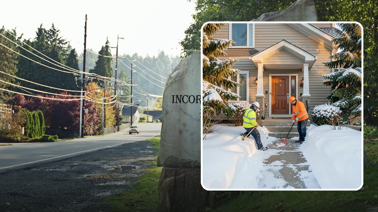 Front Entrance Snow Removal in Wilkeson, Pierce County, WA - We clear the approach to your front door so guests, deliveries, and family arrive without slipping on iced concrete.