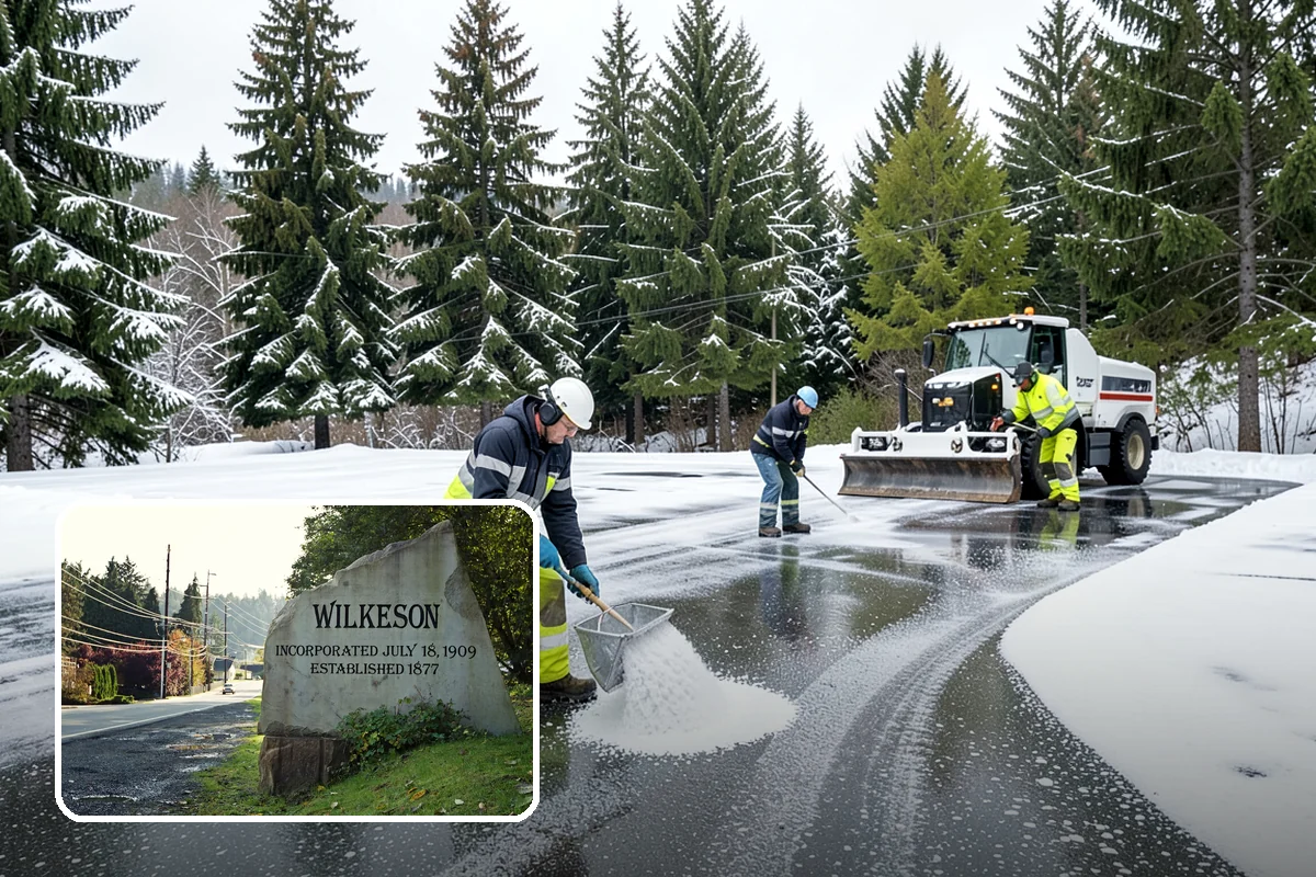 Front Entrance Snow Removal in Wilkeson, Pierce County, WA - Removes the ice glaze that forms on shaded thresholds