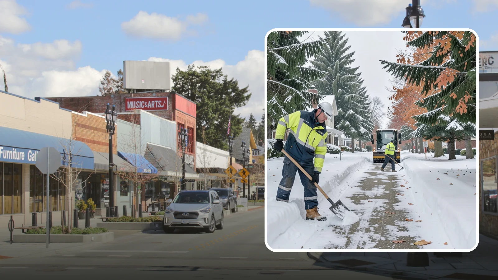 Front Walkway Snow Removal in Bothell, King County, WA - We clear the front walkway so your main path from street to door stays safe during Western Washington snow events.