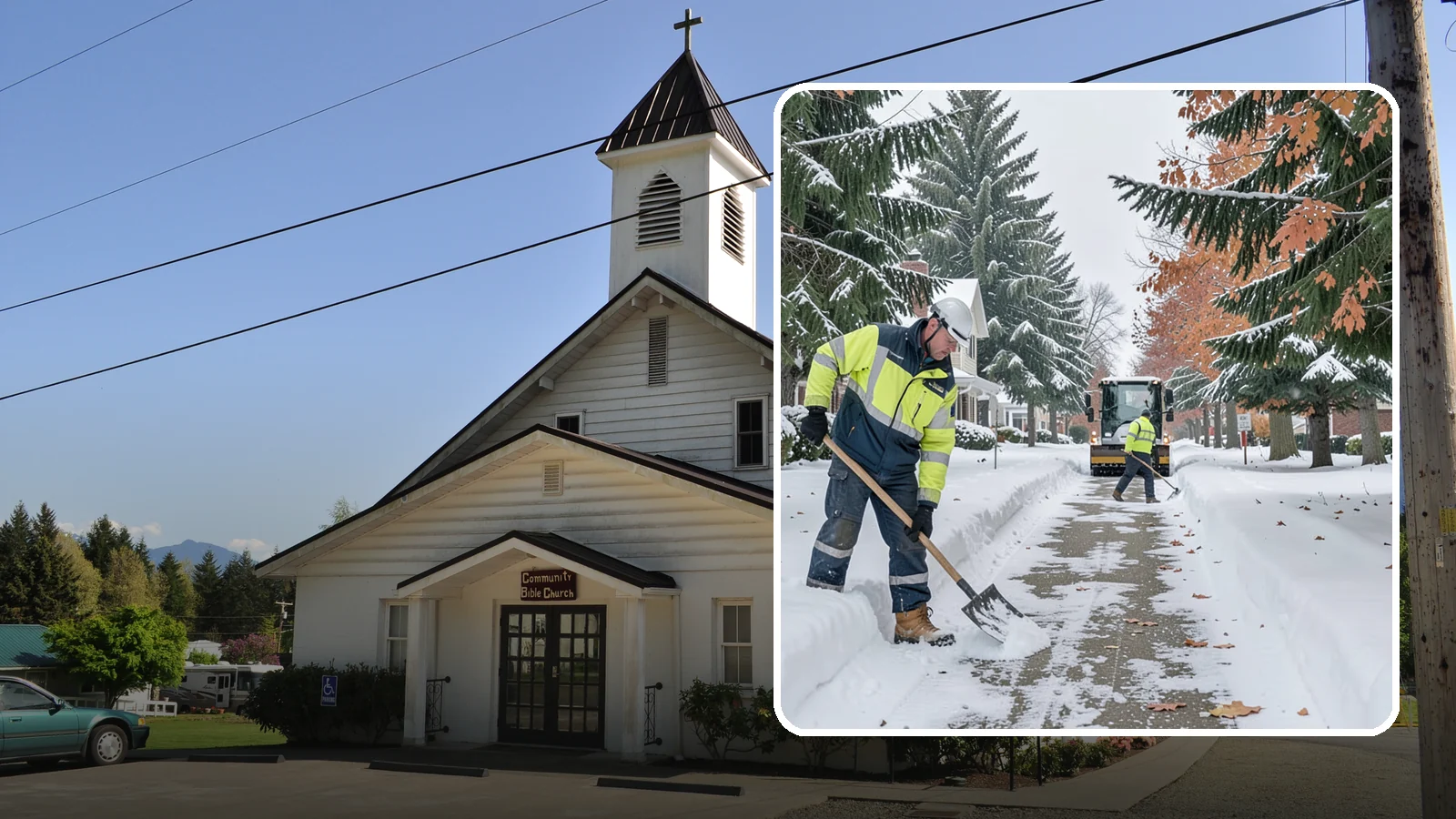 Front Walkway Snow Removal in Concrete, Skagit County, WA - We clear the front walkway so your main path from street to door stays safe during Western Washington snow events.