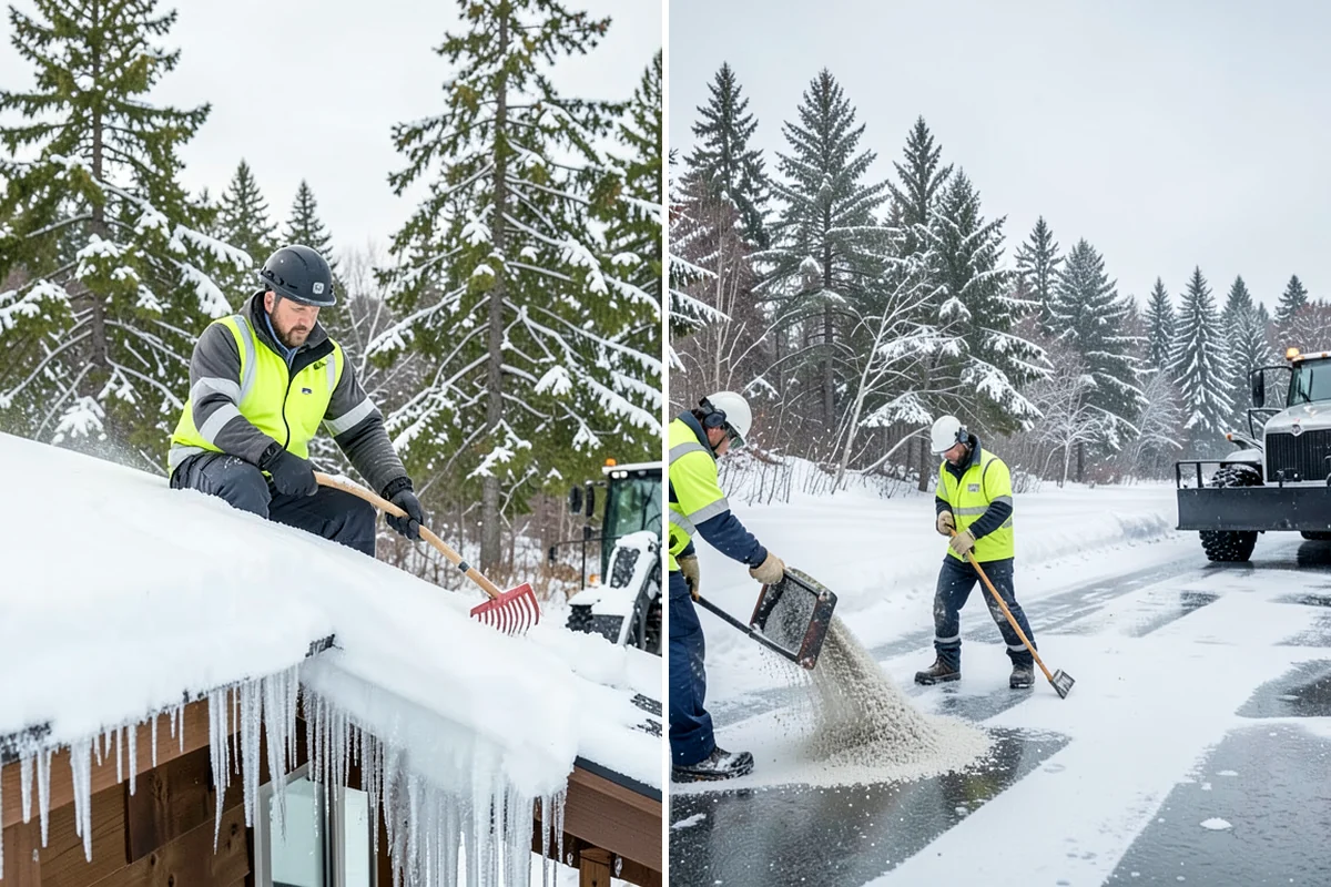 Front Walkway Snow Removal in Concrete, Skagit County, WA - Inspect the walkway surface and note delicate finishes
