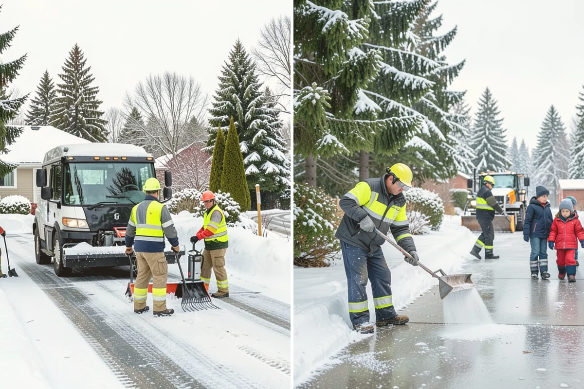 Front Walkway Snow Removal in Eatonville, Pierce County, WA - Inspect the walkway surface and note delicate finishes
