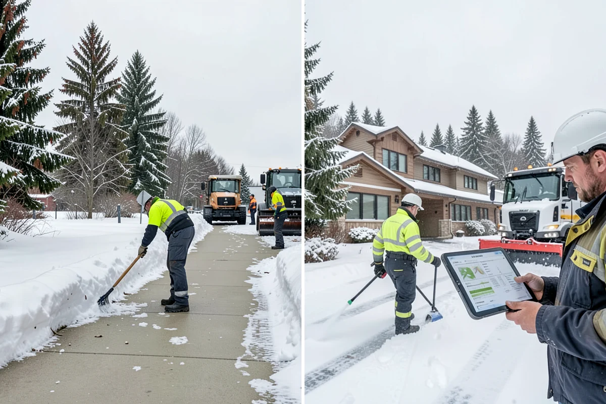 Front Walkway Snow Removal in Enumclaw, King County, WA - Inspect the walkway surface and note delicate finishes