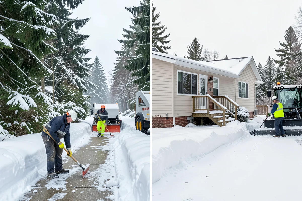 Front Walkway Snow Removal in Federal Way, King County, WA - Inspect the walkway surface and note delicate finishes