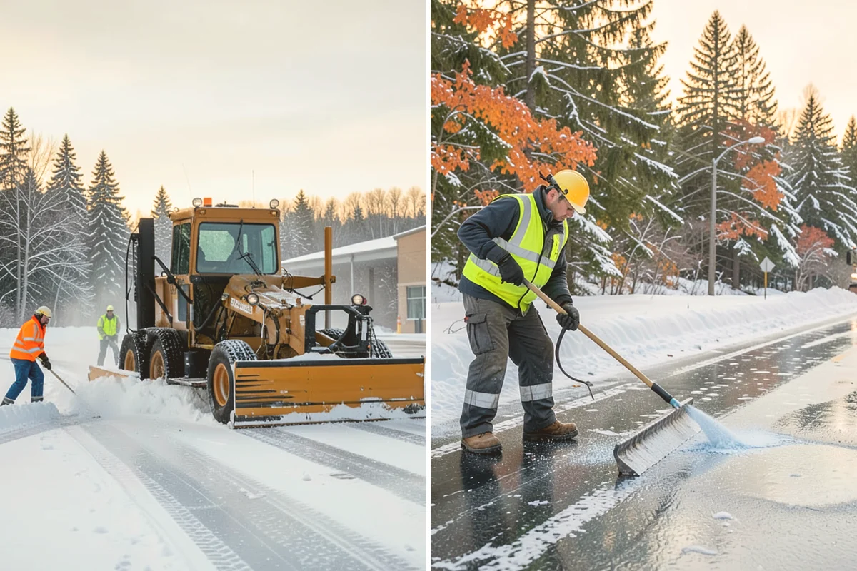 Front Walkway Snow Removal in Fife, Pierce County, WA - Inspect the walkway surface and note delicate finishes
