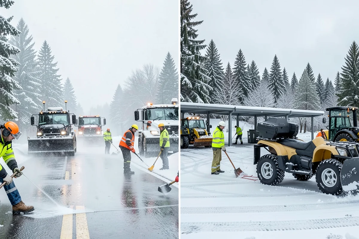 Front Walkway Snow Removal in Hunts Point, King County, WA - Inspect the walkway surface and note delicate finishes