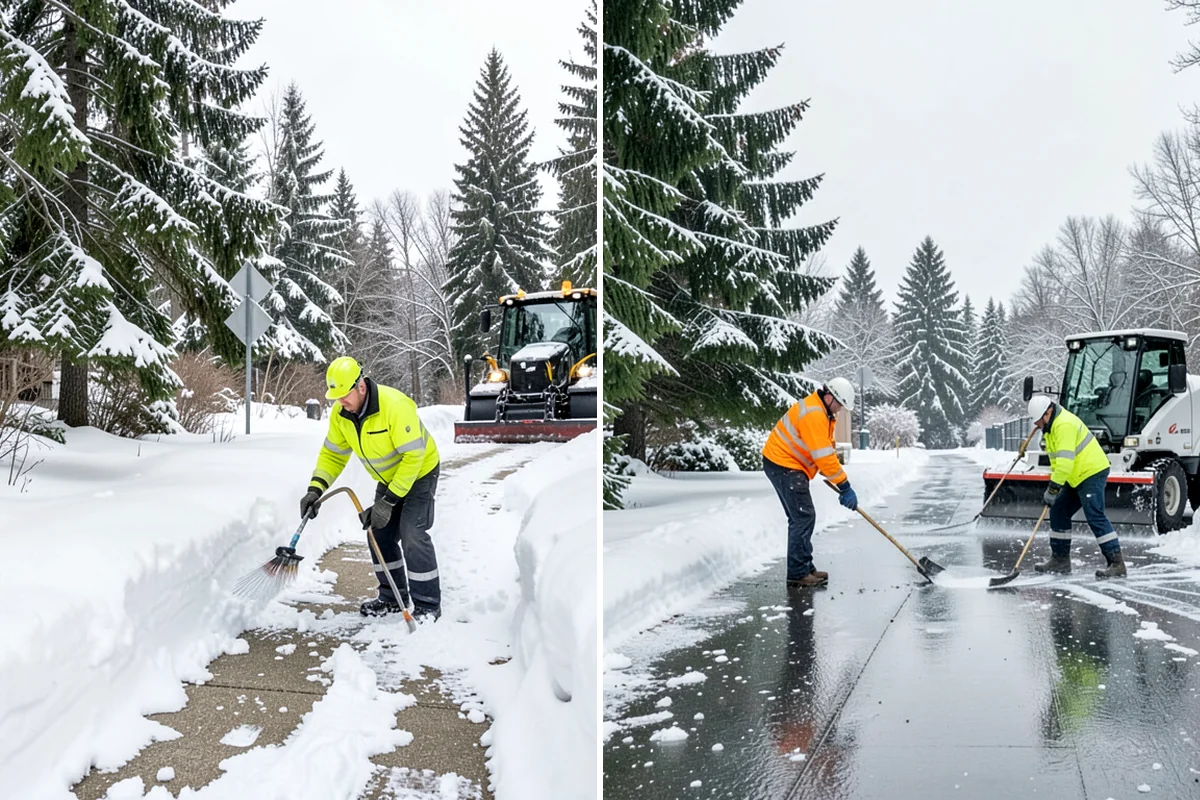 Front Walkway Snow Removal in Lakewood, Pierce County, WA - Inspect the walkway surface and note delicate finishes