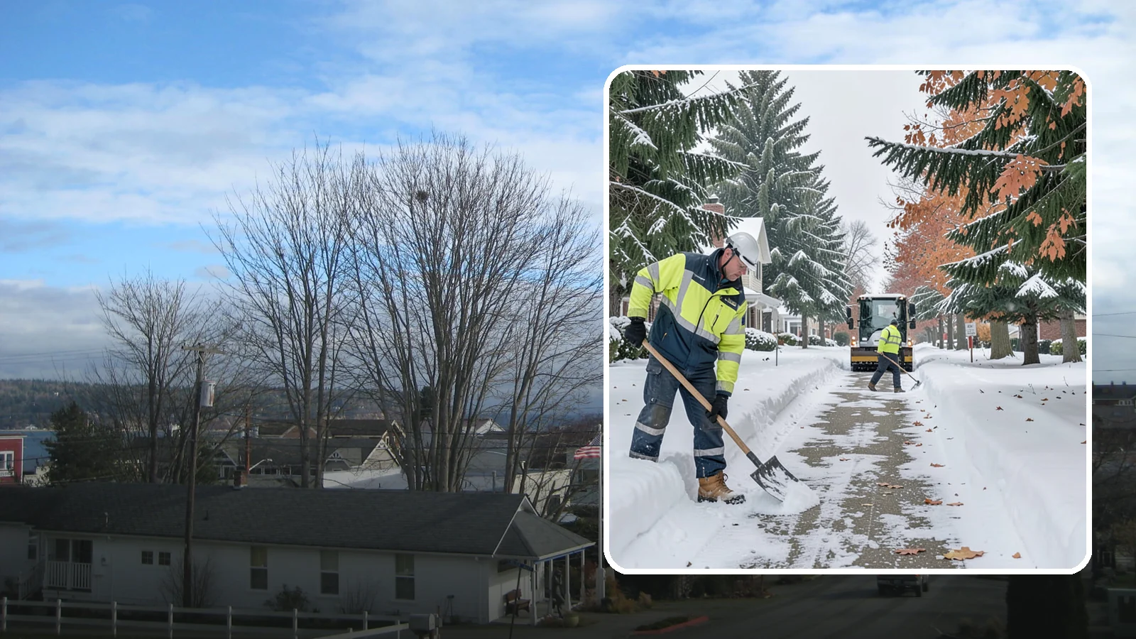 Front Walkway Snow Removal in Langley, Island County, WA - We clear the front walkway so your main path from street to door stays safe during Western Washington snow events.