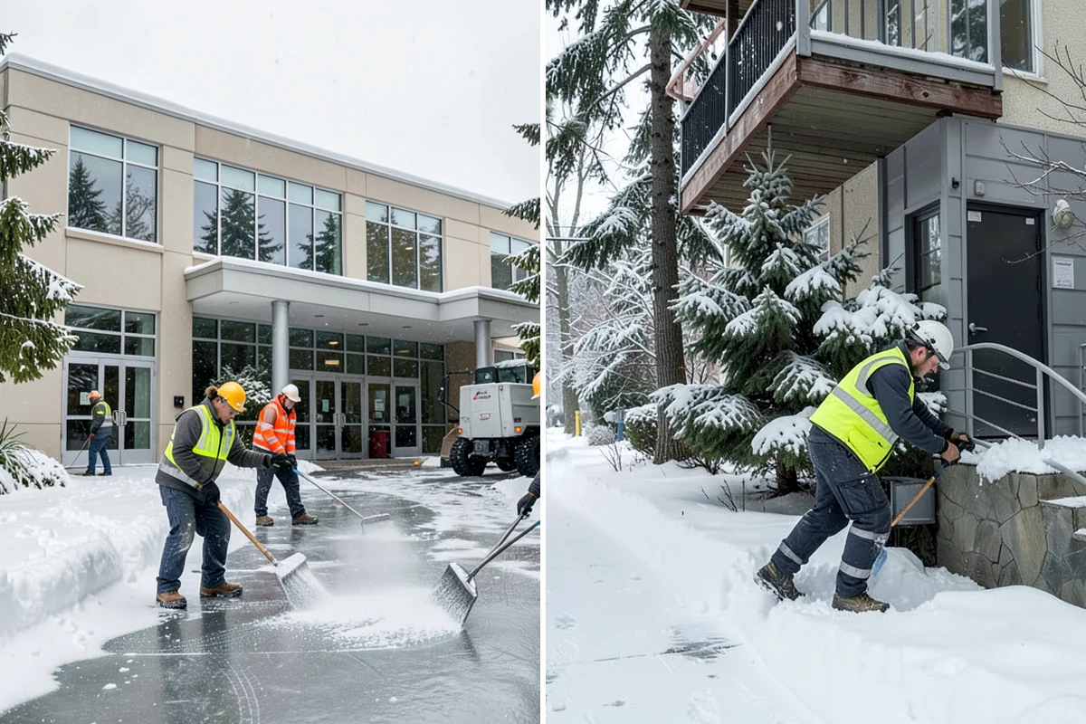 Front Walkway Snow Removal in Maple Valley, King County, WA - Inspect the walkway surface and note delicate finishes