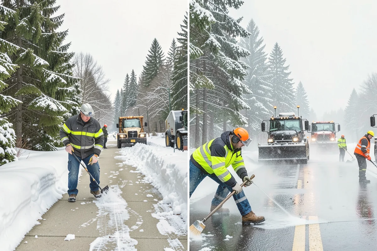 Front Walkway Snow Removal in Mount Vernon, Skagit County, WA - Inspect the walkway surface and note delicate finishes